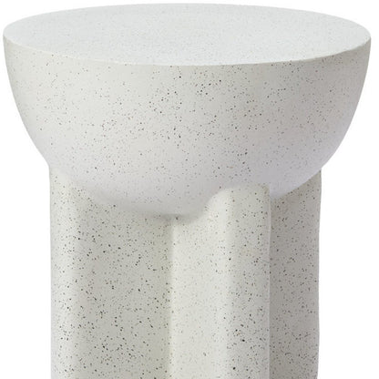 18" White Faux Stone Round Pedestal End Table