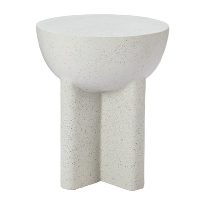18" White Faux Stone Round Pedestal End Table