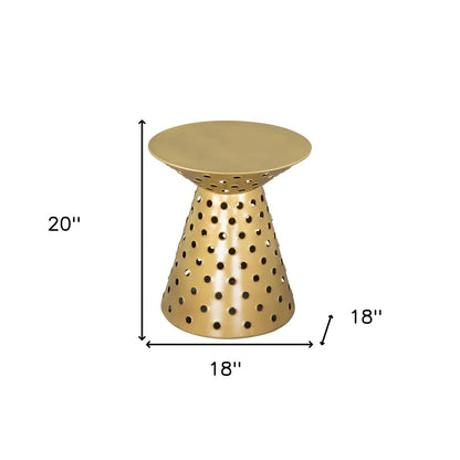 20" Gold Iron Round Pedestal End Table