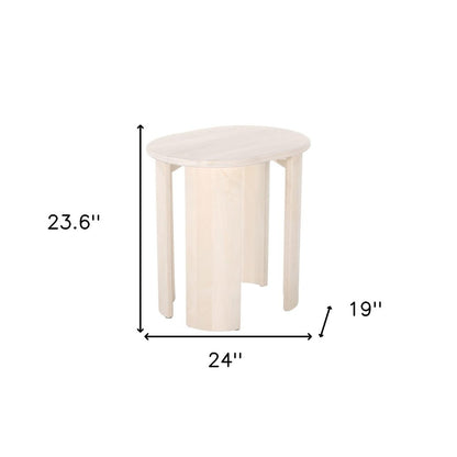 24" Natural Solid Wood Oval End Table