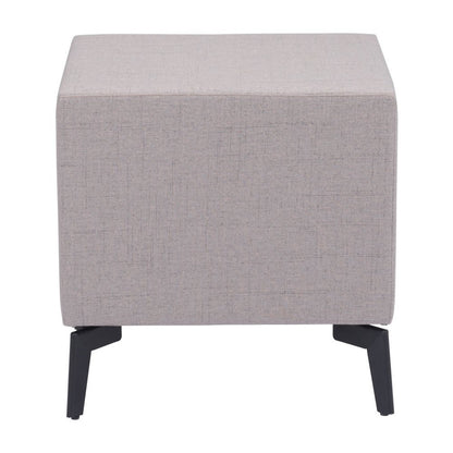 20" Gray and Black Fabric Wood and Steel End Table With Two Drawers