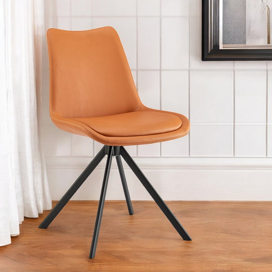 Orange And Black Faux Leather Dining Side Chair