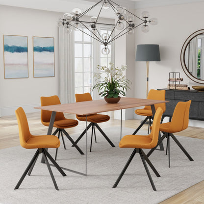 Orange And Black Faux Leather Dining Side Chair