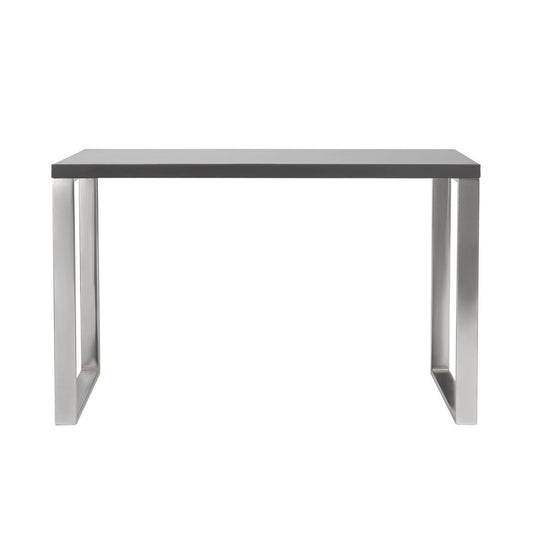 47" Gray and Silver Wood and Stainless Steel Sled Writing Desk