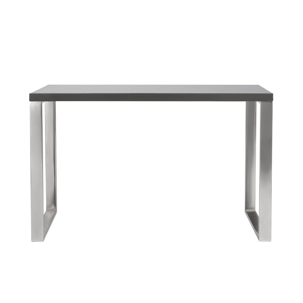47" Gray and Silver Wood and Stainless Steel Sled Writing Desk