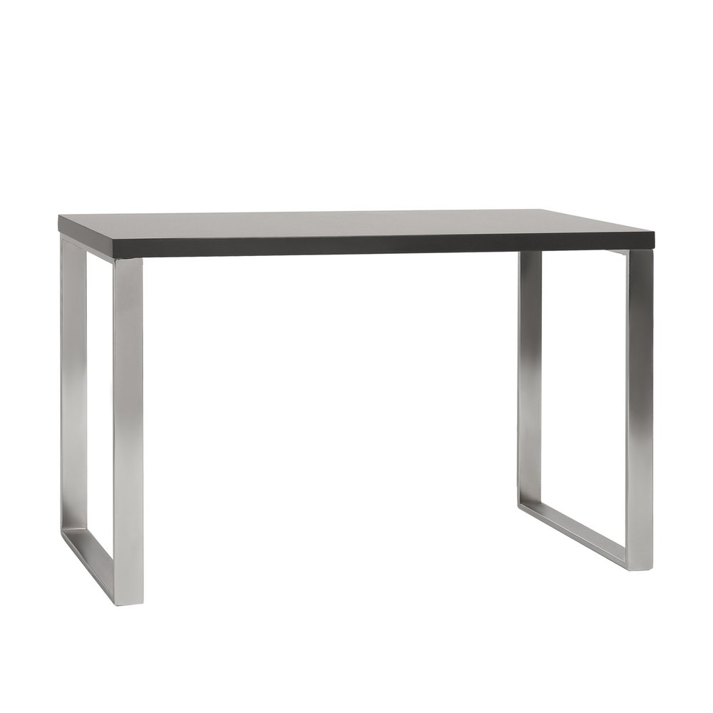 47" Gray and Silver Wood and Stainless Steel Sled Writing Desk