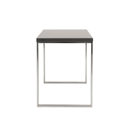47" Gray and Silver Wood and Stainless Steel Sled Writing Desk