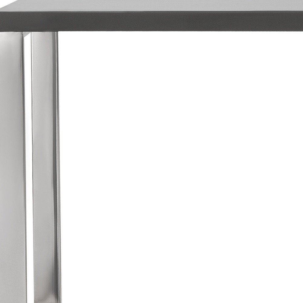 47" Gray and Silver Wood and Stainless Steel Sled Writing Desk