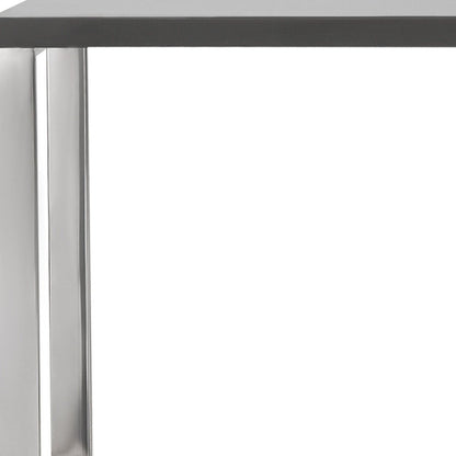 47" Gray and Silver Wood and Stainless Steel Sled Writing Desk