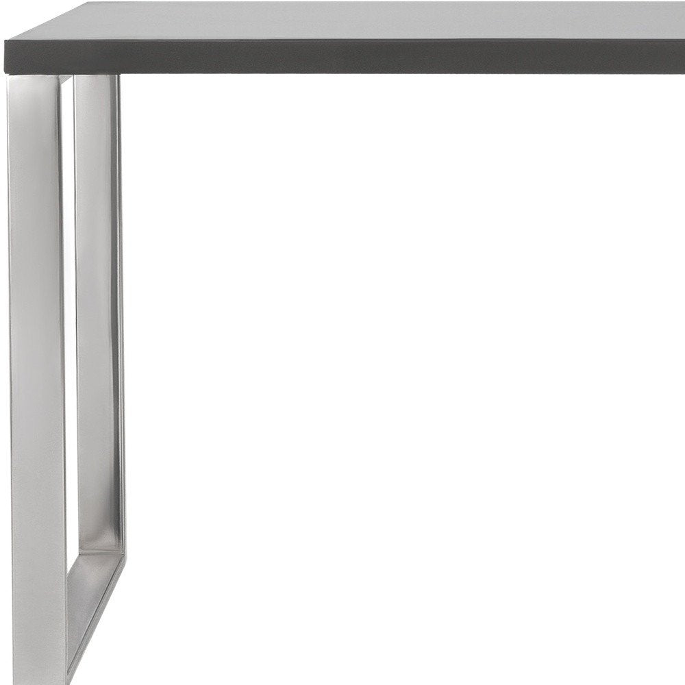 47" Gray and Silver Wood and Stainless Steel Sled Writing Desk