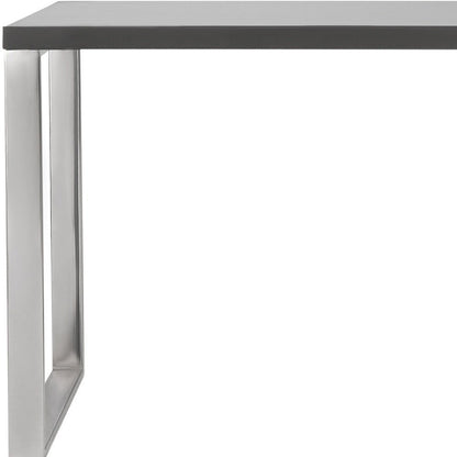 47" Gray and Silver Wood and Stainless Steel Sled Writing Desk
