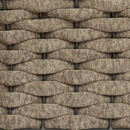 32" Gray And Taupe Woven Aluminum Outdoor Arm Chair with Taupe Cushion