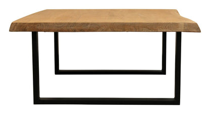 39" Natural And Black Solid Wood And Iron Square Distressed Coffee Table