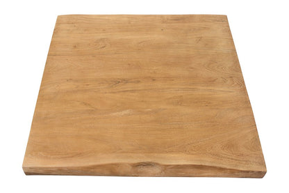 39" Natural And Black Solid Wood And Iron Square Distressed Coffee Table