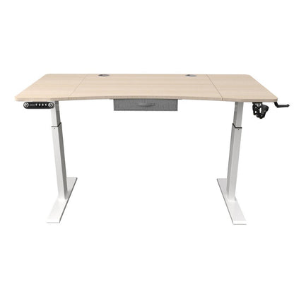 Adjustable Height Oak and White Metal And Wood Hi Low Sit Or Stand Desk