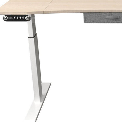 Adjustable Height Oak and White Metal And Wood Hi Low Sit Or Stand Desk