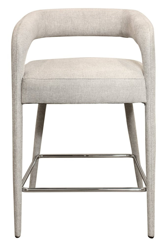 25" Ivory Metal and Fabric Low Back Counter Height Bar Chair