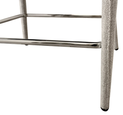 25" Ivory Metal and Fabric Low Back Counter Height Bar Chair
