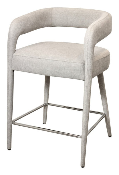 25" Ivory Metal and Fabric Low Back Counter Height Bar Chair