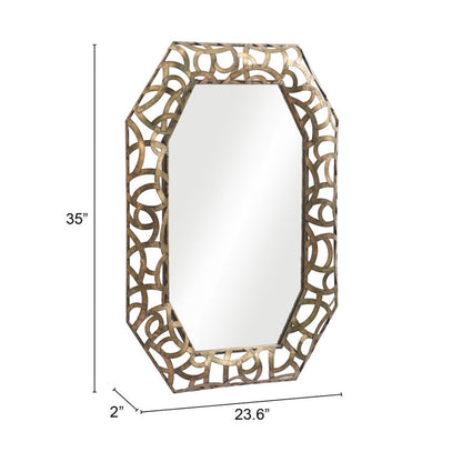 35" Bronze Octagonal Steel Framed Accent Mirror