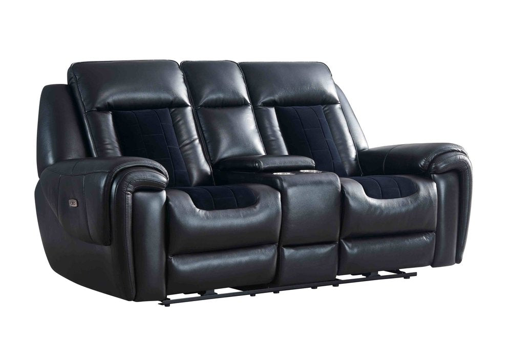 79" Black Power Reclining Loveseat With Storage