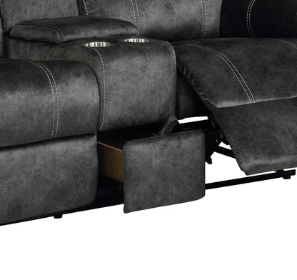 70" Dark Gray Microfiber Manual Reclining Loveseat With Storage