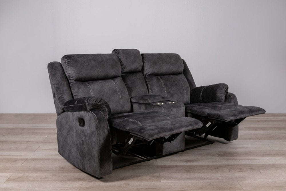 70" Dark Gray Microfiber Manual Reclining Loveseat With Storage