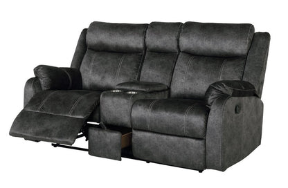 70" Dark Gray Microfiber Manual Reclining Loveseat With Storage