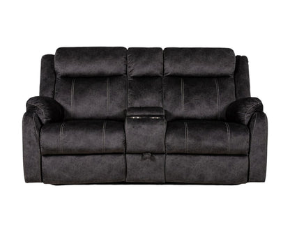 70" Dark Gray Microfiber Manual Reclining Loveseat With Storage