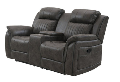 74" Gray Faux Leather Manual Reclining Loveseat With Storage
