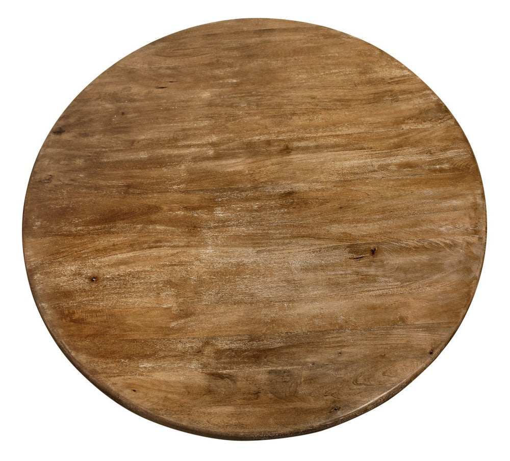 60" Natural Rounded Solid Wood Pedestal Base Dining Table