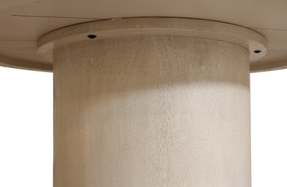 60" Natural and Brown Rounded Solid Wood Pedestal Base Dining Table