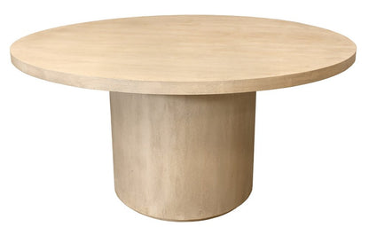 60" Natural and Brown Rounded Solid Wood Pedestal Base Dining Table