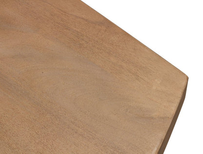 82" Natural And Black Solid Wood And Iron Pedestal Base Dining Table