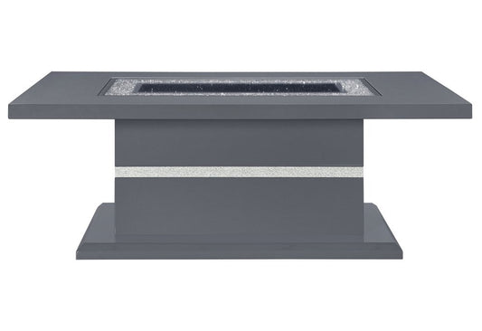 52" Dark Gray Wood And Faux Crystal Pedestal Coffee Table