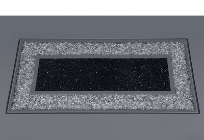 52" Dark Gray Wood And Faux Crystal Pedestal Coffee Table