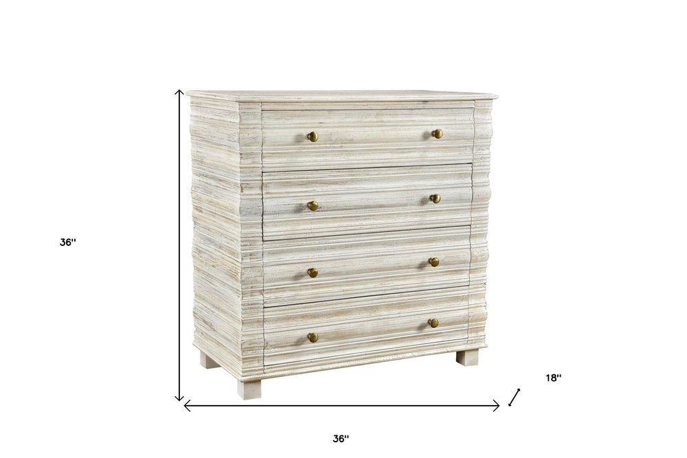 36" White Solid Wood Four Drawer Standard Chest