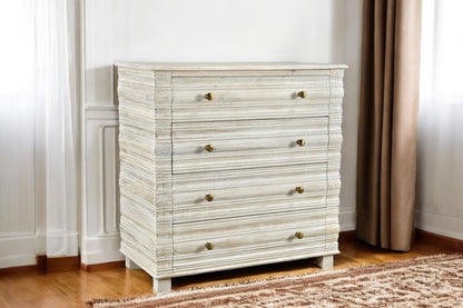 36" White Solid Wood Four Drawer Standard Chest