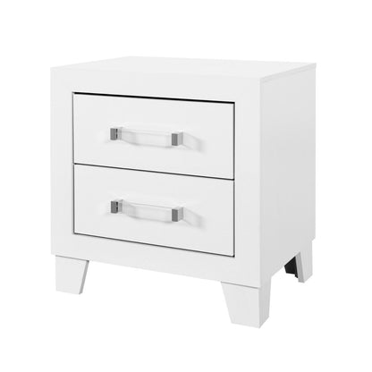 22" White Two Drawer Wood Nightstand