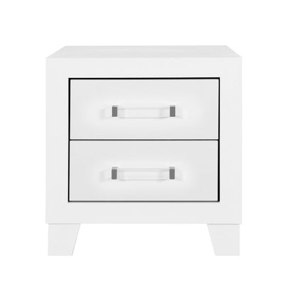 22" White Two Drawer Wood Nightstand