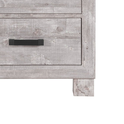 24" Gray Two Drawer Distressed Wood Nightstand