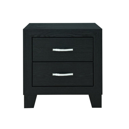 22" Black Solid and Manufactured Wood Two Drawer Nightstand