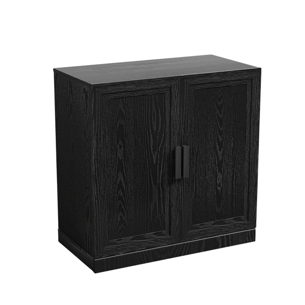 31" Black Textured Door Accent Cabinet With Three Shelves