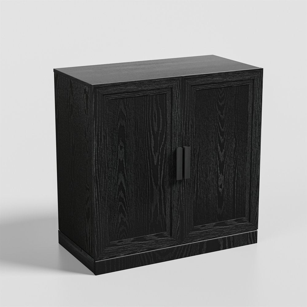 31" Black Textured Door Accent Cabinet With Three Shelves