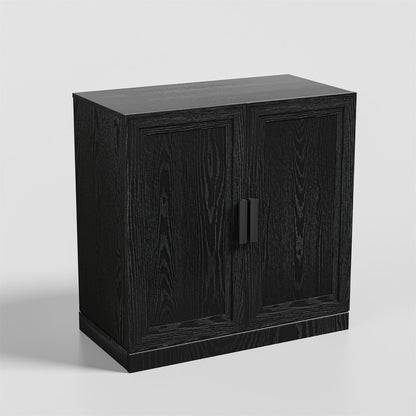 31" Black Textured Door Accent Cabinet With Three Shelves
