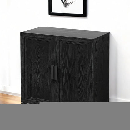 31" Black Textured Door Accent Cabinet With Three Shelves