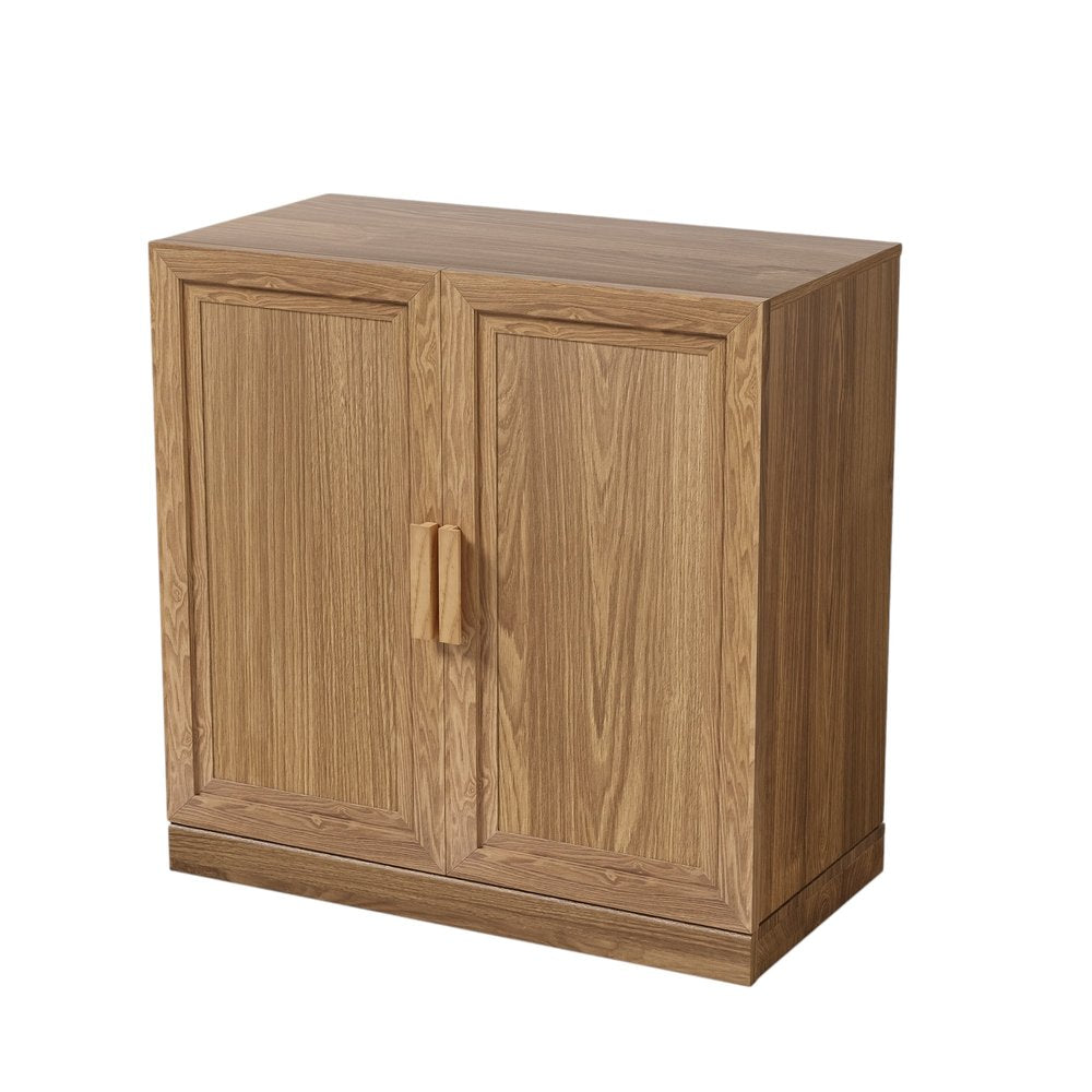 31" Natural Textured Door Accent Cabinet With Three Shelves