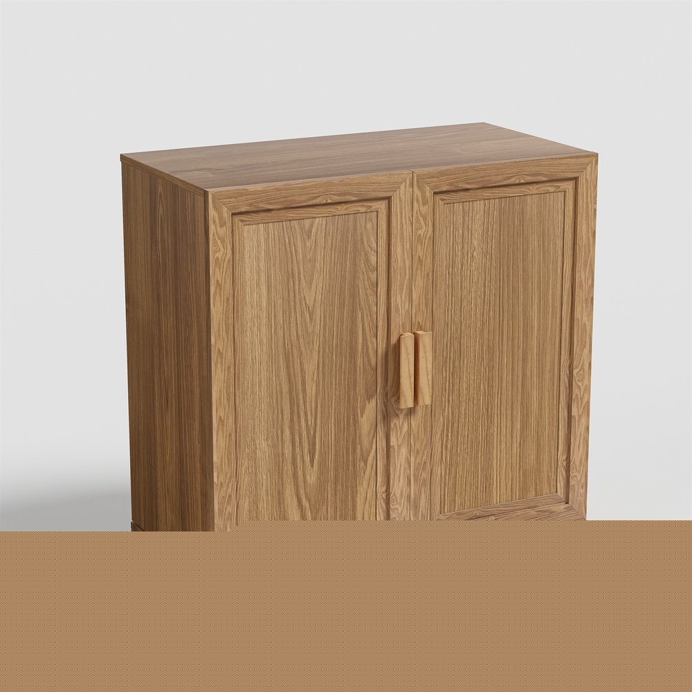 31" Natural Textured Door Accent Cabinet With Three Shelves