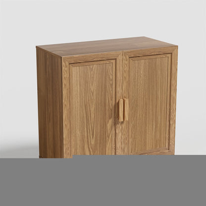 31" Natural Textured Door Accent Cabinet With Three Shelves