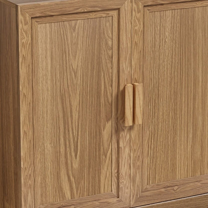 31" Natural Textured Door Accent Cabinet With Three Shelves
